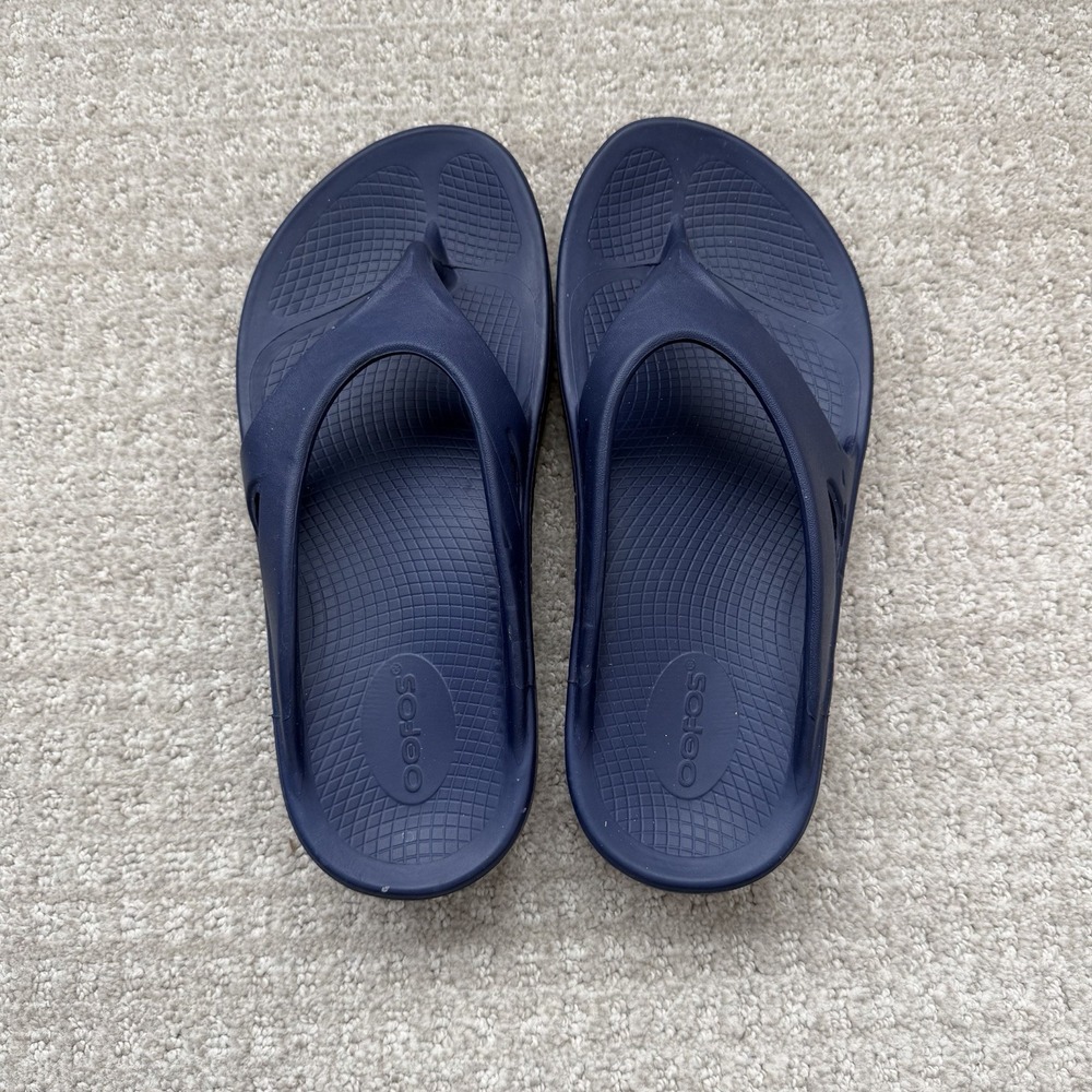 OOFOS OOriginal Sandals M6/W8 Navy Recovery Flip Flop Arch Comfort Foam